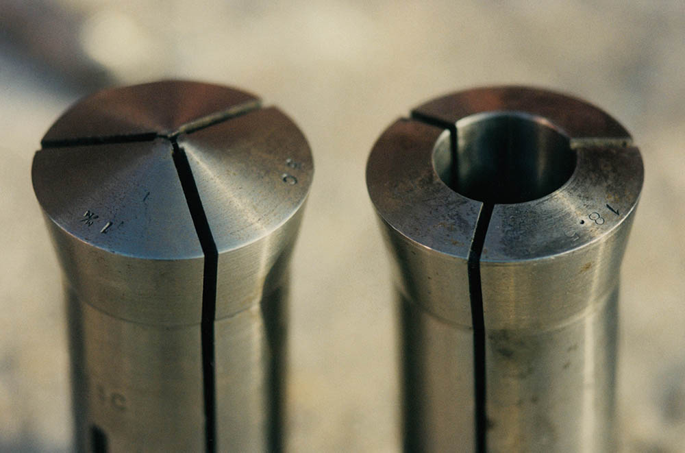 Lathe collets close up detail - machines and tools