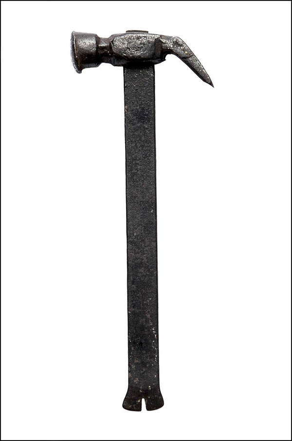 Japanese claw hammer - flat metal handle - Antique