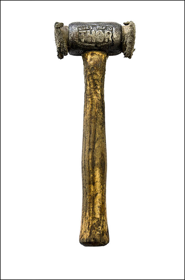 Thor mallet - hide wrapped in metal with wooden handle