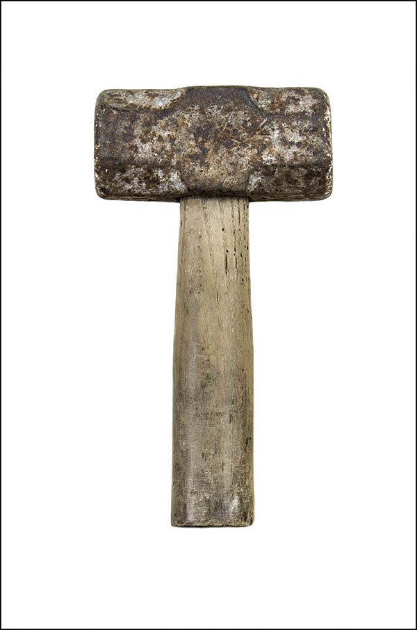 Mallet - small chunky steel head wooden handle - Antique