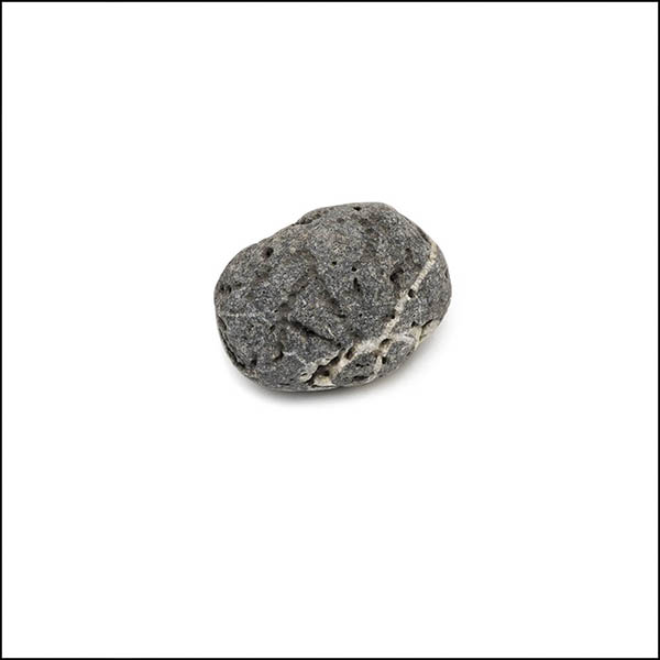 Pebble - oval, cool grey, pitted eroded