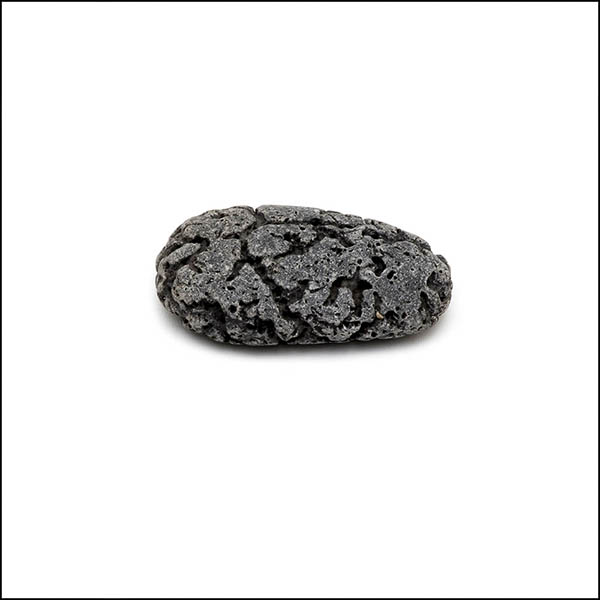 Pebble - oval, cool grey, multiple eroded surface cracks