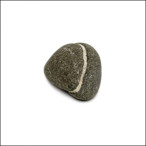Pebble - uneven shape, cool grey, single white vertical stripe
