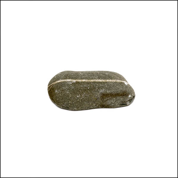 Pebble - oval rectangle, warm grey, single white horizontal stripe