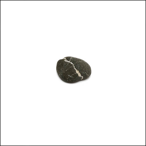 Pebble - uneven shape, cool grey, single white diagonal stripe
