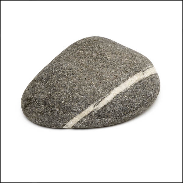 Pebble - rounded triangle, cool grey, single white diagonal stripe
