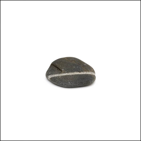 Pebble - oval, cool grey, single white diagonal stripe