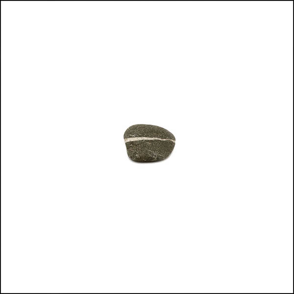 Pebble - oval, warm grey, single white horizontal stripe