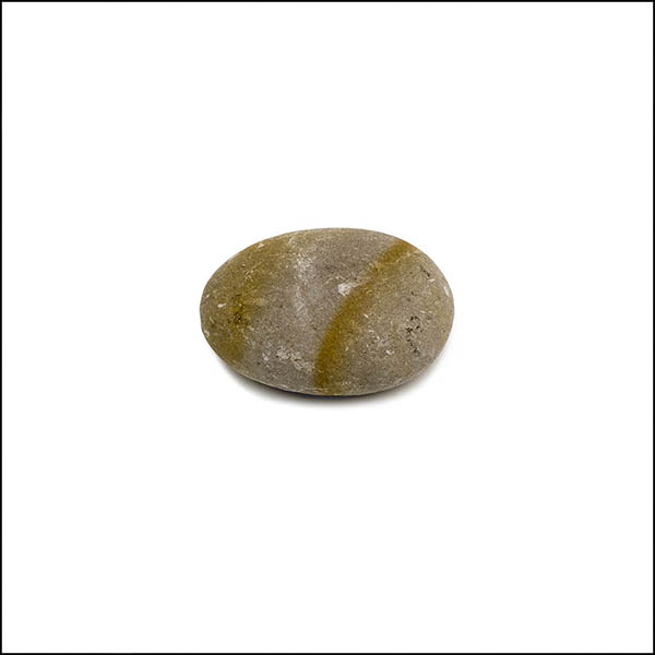 Pebble - oval, mottled light brown, double burnt orange diagonal stripes