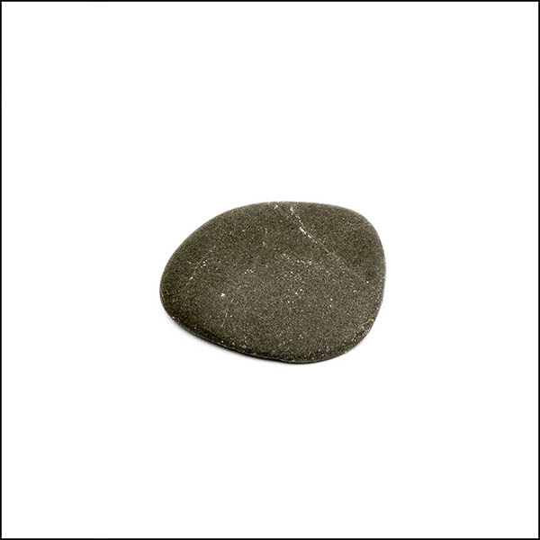 Pebble - oval, warm grey, fine white markings