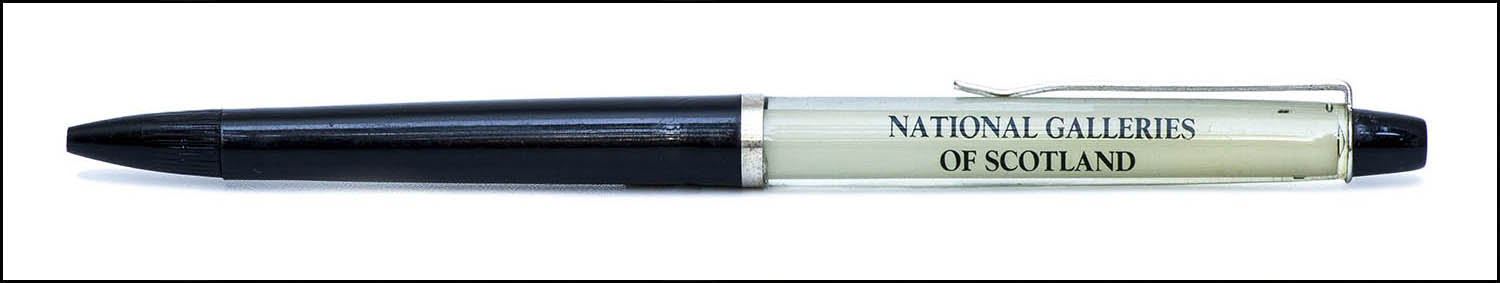 Floaty Souvenir Pen - Scotland National Galleries - floating Skating Minister - black