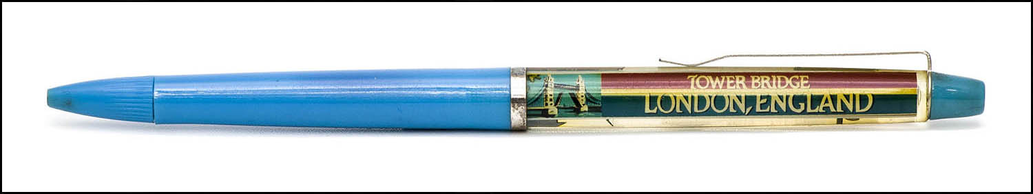 Floaty Souvenir Pen - Tower Bridge, London - floating bridge - pale blue