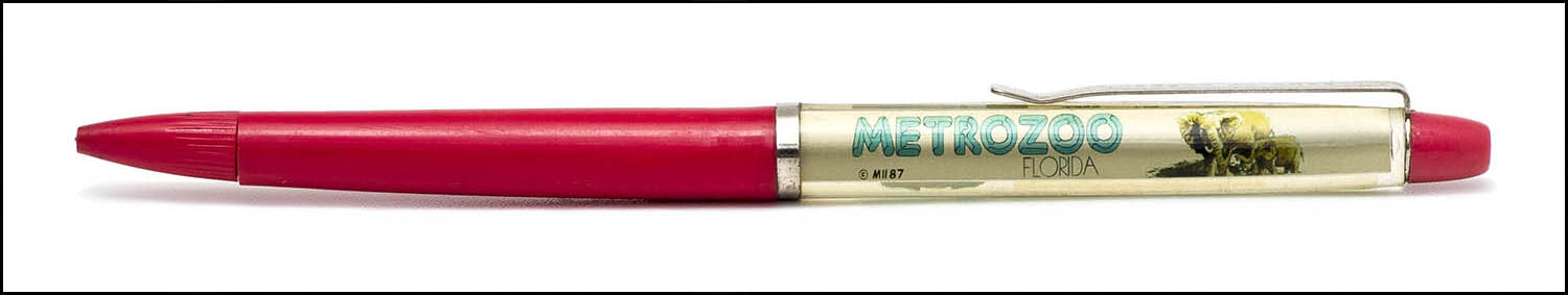 Floaty Souvenir Pen - Florida Metrozoo - floating elephant - red